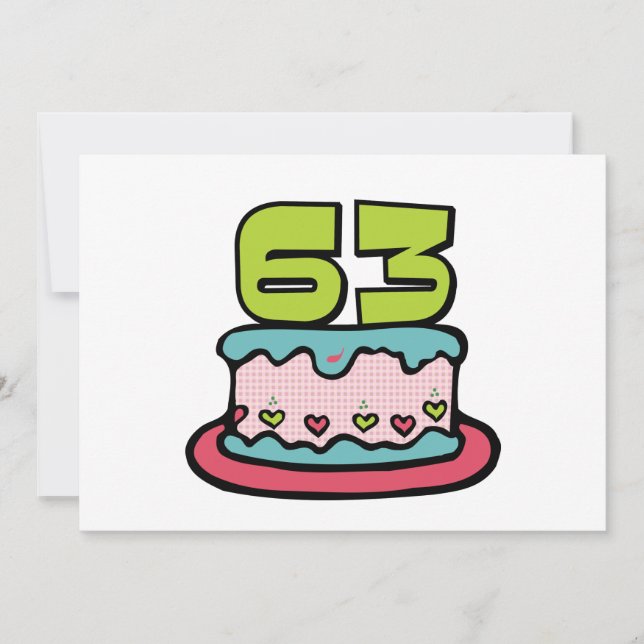 Tarjeta Pastel de cumpleaños de 63 años (Anverso)