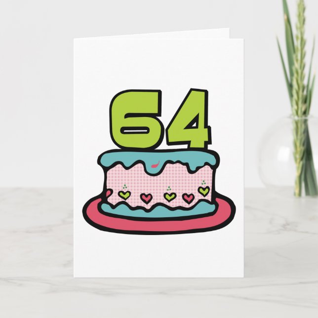 Tarjeta Pastel de cumpleaños de 64 años (Anverso)