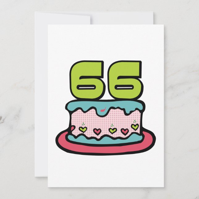 Tarjeta Pastel de cumpleaños de 66 años (Anverso)
