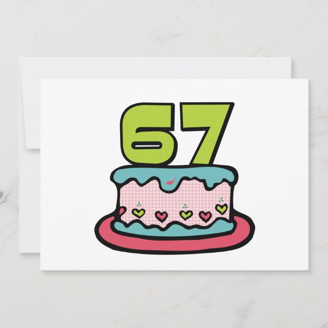 Tarjeta Pastel de cumpleaños de 67 años (Anverso)