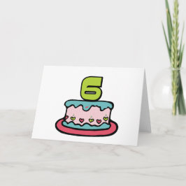 Tarjeta Pastel de cumpleaños de 6 años