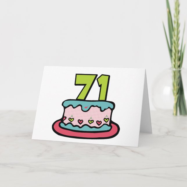 Tarjeta Pastel de cumpleaños de 71 años (Anverso)