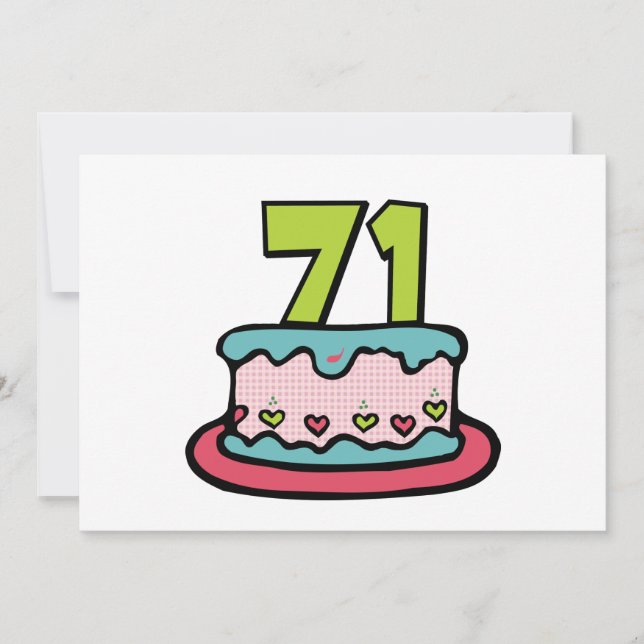 Tarjeta Pastel de cumpleaños de 71 años (Anverso)