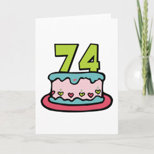 Tarjeta Pastel de cumpleaños de 74 años