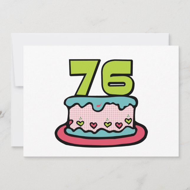 Tarjeta Pastel de cumpleaños de 76 años (Anverso)