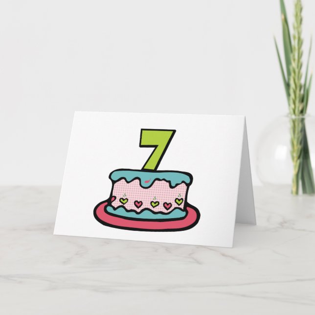 Tarjeta Pastel de cumpleaños de 7 años (Anverso)