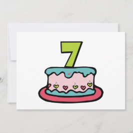 Tarjeta Pastel de Cumpleaños de 7 Años