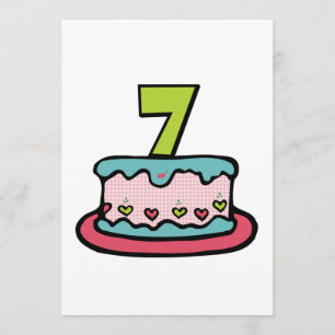 Tarjeta Pastel de cumpleaños de 7 años