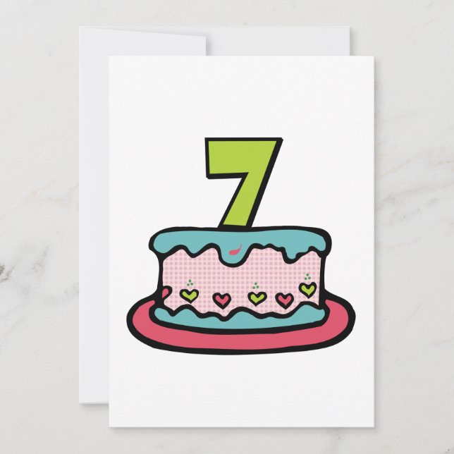 Tarjeta Pastel de cumpleaños de 7 años (Anverso)