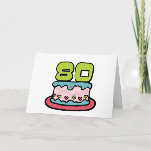 Tarjeta Pastel de cumpleaños de 80 años