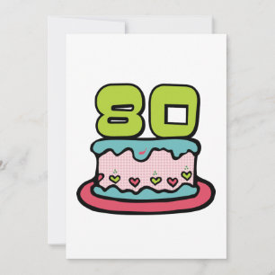 Tarjeta Pastel de cumpleaños de 80 años