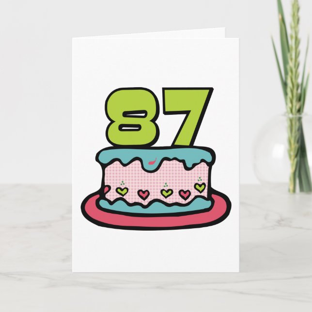 Tarjeta Pastel de cumpleaños de 87 años (Anverso)