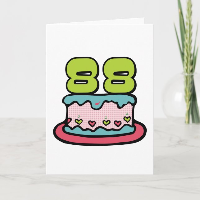 Tarjeta Pastel de cumpleaños de 88 años (Anverso)