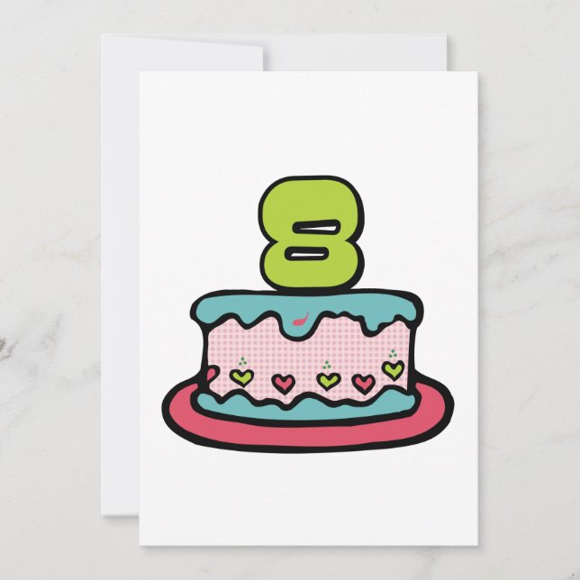 Tarjeta Pastel de cumpleaños de 8 años (Anverso)