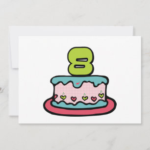 Tarjeta Pastel de cumpleaños de 8 años