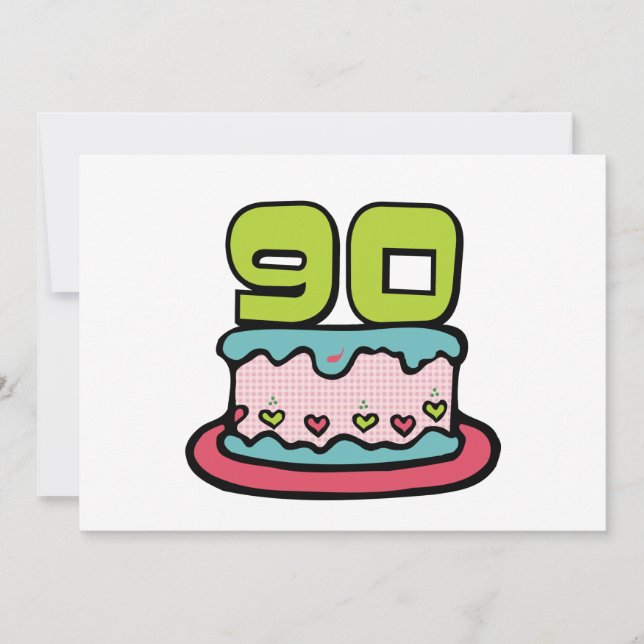 Tarjeta Pastel de cumpleaños de 90 años (Anverso)