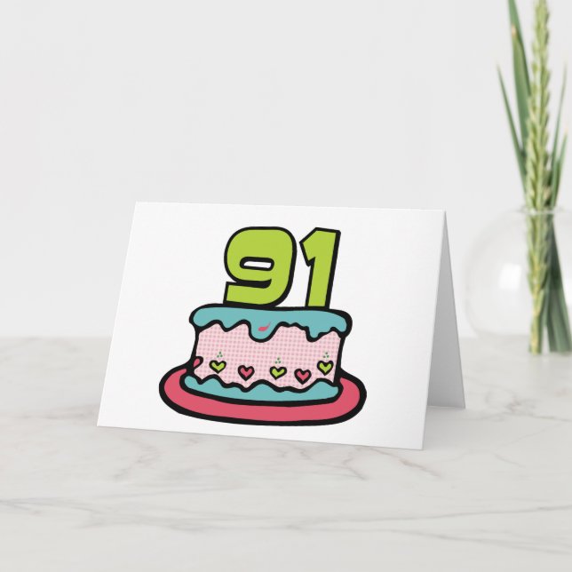 Tarjeta Pastel de cumpleaños de 91 años (Anverso)