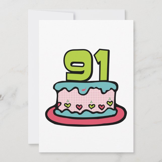 Tarjeta Pastel de cumpleaños de 91 años (Anverso)