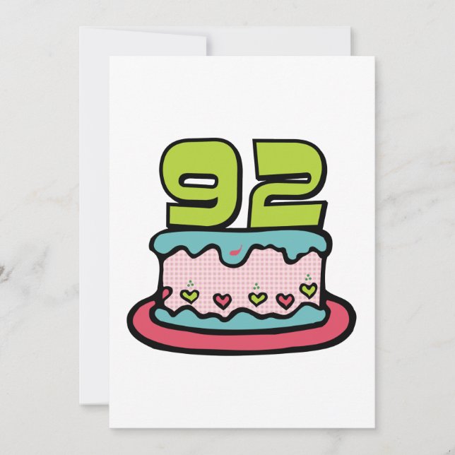 Tarjeta Pastel de cumpleaños de 92 años (Anverso)