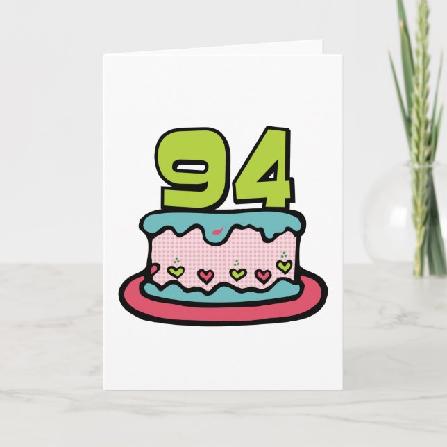 Tarjeta Pastel de cumpleaños de 94 años (Anverso)