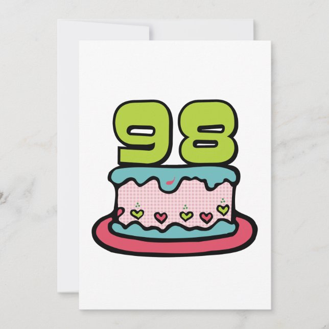 Tarjeta Pastel de cumpleaños de 98 años (Anverso)