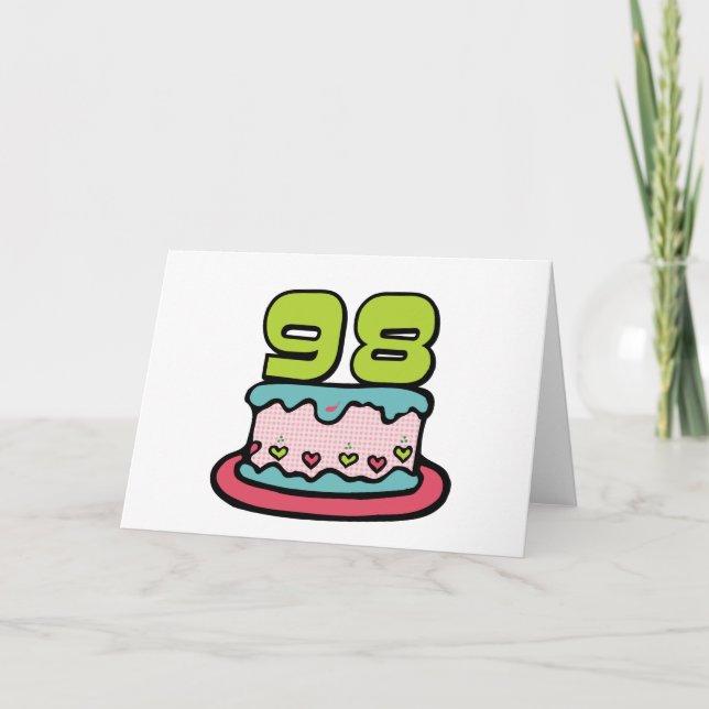Tarjeta Pastel de cumpleaños de 98 años (Anverso)