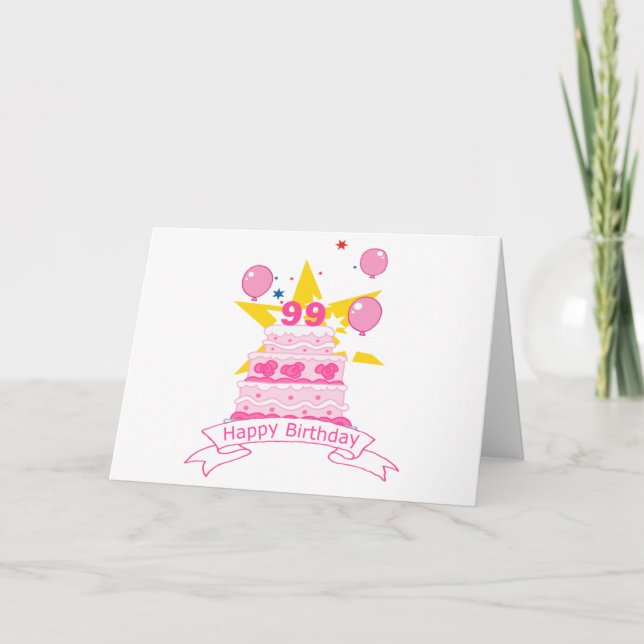 Tarjeta Pastel de cumpleaños de 99 años (Anverso)