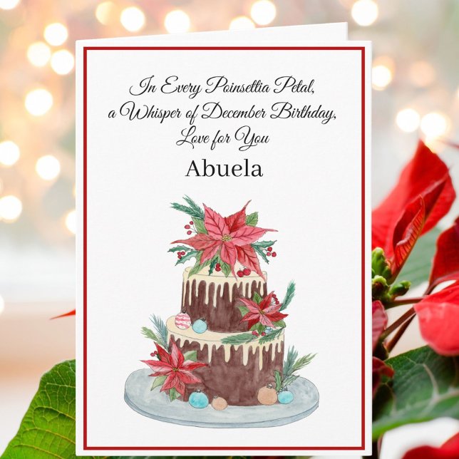 Tarjeta Pastel de cumpleaños de abuela de diciembre con po (Subido por el creador)