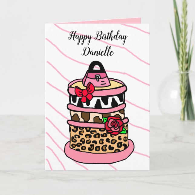 Tarjeta Pastel de cumpleaños de animales de la jungla (Anverso)