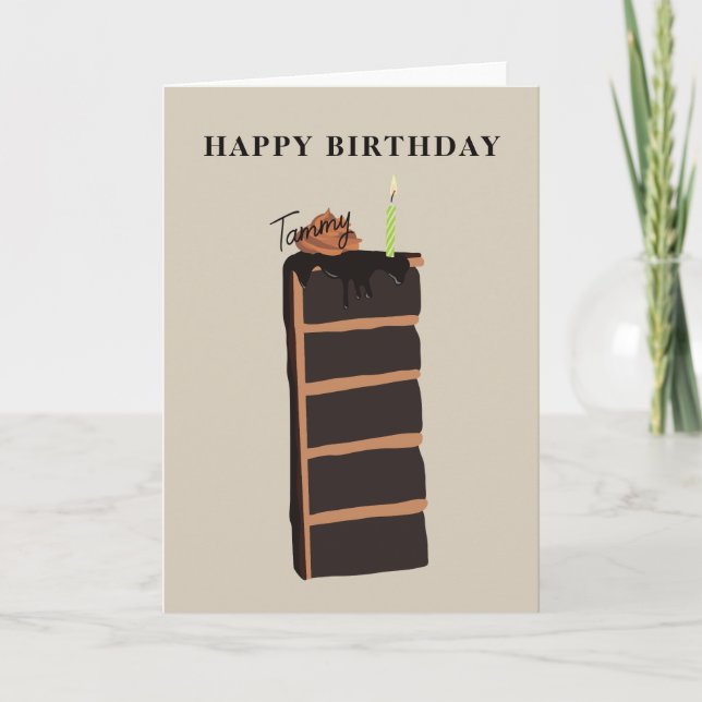 Tarjeta Pastel de cumpleaños de chocolate Feliz cumpleaños (Anverso)