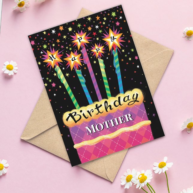 Tarjeta Pastel de cumpleaños de color rosa madre (Subido por el creador)