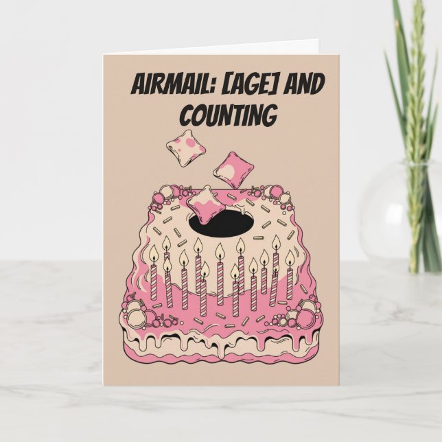 Tarjeta Pastel de cumpleaños de correo aéreo divertido de  (Anverso)