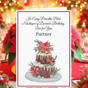 Tarjeta Pastel de cumpleaños de diciembre para la pareja c