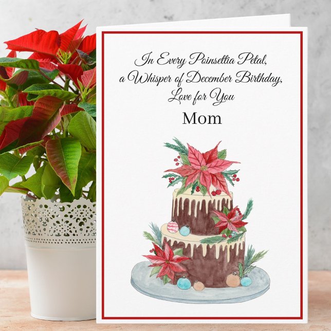 Tarjeta Pastel de cumpleaños de diciembre para mamá con po (Subido por el creador)