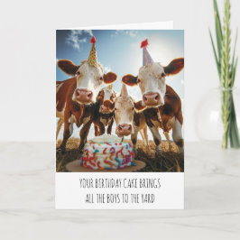 Tarjeta Pastel De Cumpleaños De Vaca Lleva A Todos Los Niñ