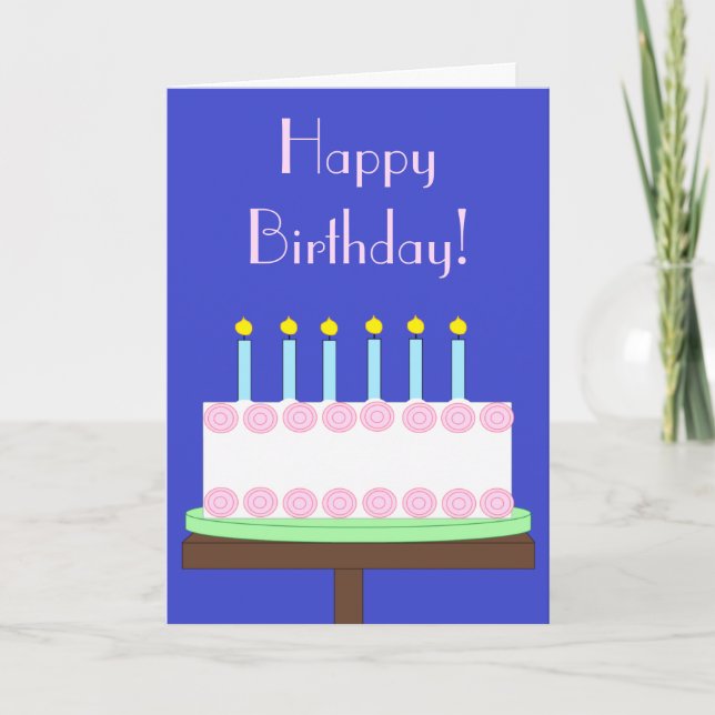 Tarjeta Pastel de cumpleaños de vainilla dulce: azul en bl (Anverso)