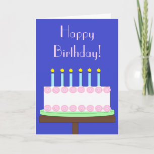 Tarjeta Pastel de cumpleaños de vainilla dulce: azul en bl