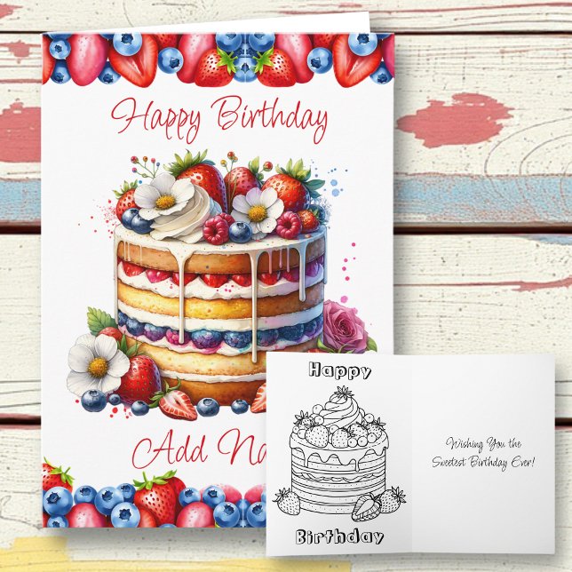 Tarjeta Pastel de cumpleaños de vainilla y Berries | Págin (Subido por el creador)