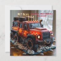 Pastel de cumpleaños del Camión Safari Rojo