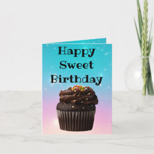 Tarjeta pastel de cumpleaños dulce feliz enciende holograf