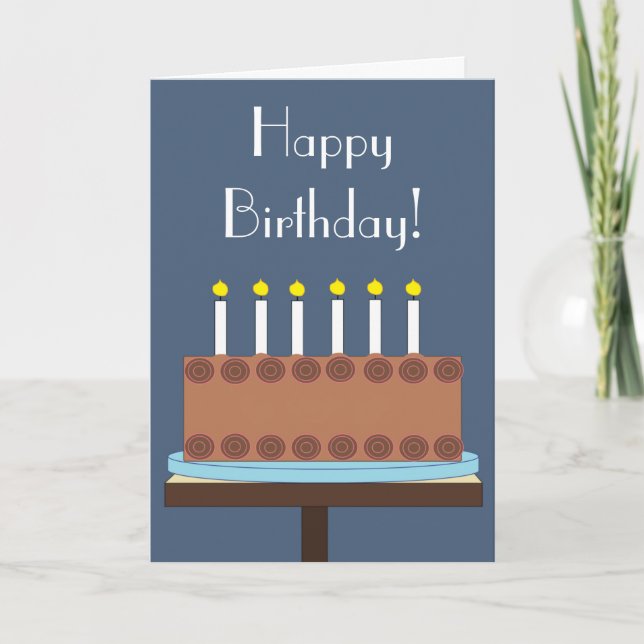 Tarjeta Pastel de cumpleaños dulce y chocolate: azul-gris  (Anverso)
