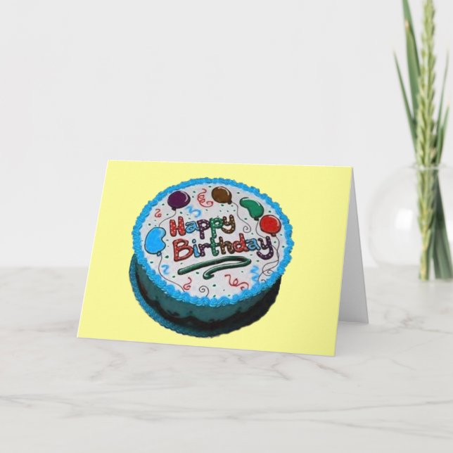 Tarjeta Pastel de cumpleaños feliz (Anverso)