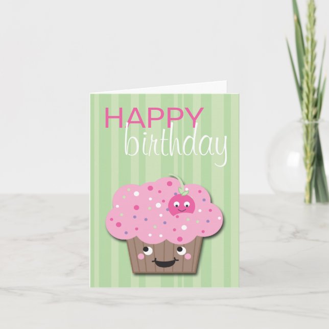 Tarjeta Pastel de cumpleaños feliz (Anverso)