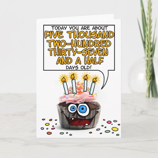 Tarjeta Pastel de cumpleaños feliz - 14 años (Anverso)