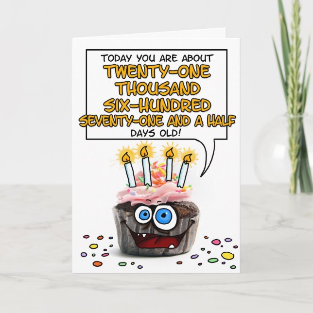 Tarjeta Pastel de cumpleaños feliz - 59 años (Anverso)