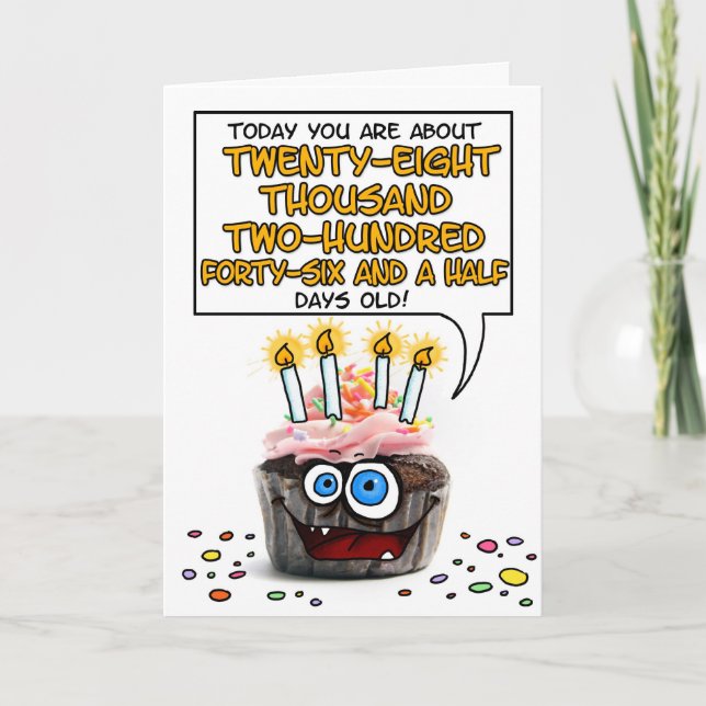 Tarjeta Pastel de cumpleaños feliz - 77 años (Anverso)