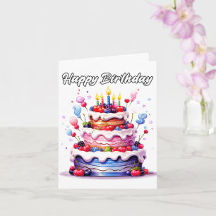 Tarjeta Pastel de cumpleaños festivo súper delicioso