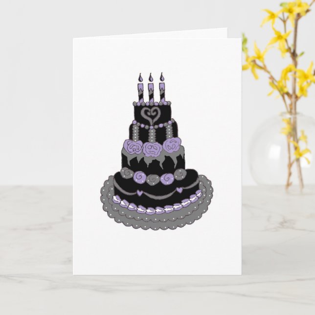 Tarjeta Pastel de cumpleaños gótico púrpura 