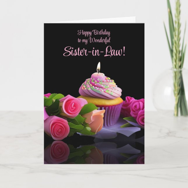 Tarjeta Pastel de cumpleaños para cuñada (Anverso)