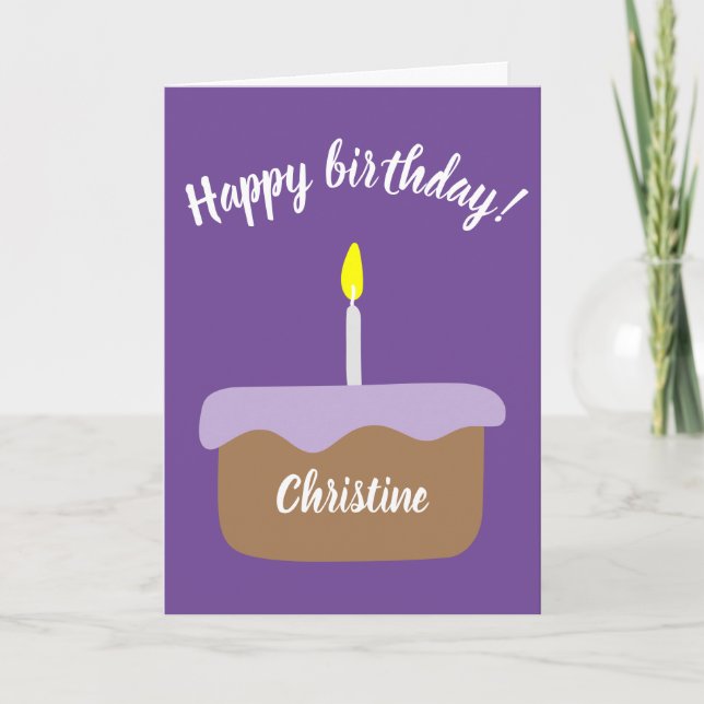Tarjeta Pastel de Cumpleaños Personalizado con Vela Ligera (Anverso)